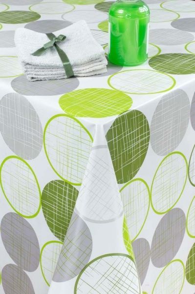 Скатерть Лайт 130x200 см белый с салатовым 