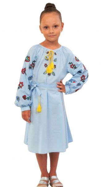 Платье Эдельвика 134 голубой 167-19/00 