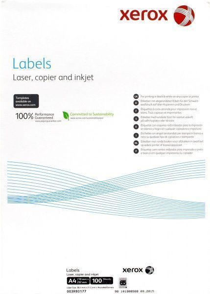 Наклейка Xerox А4/65 100 листов с закругленными краями 003R93177 