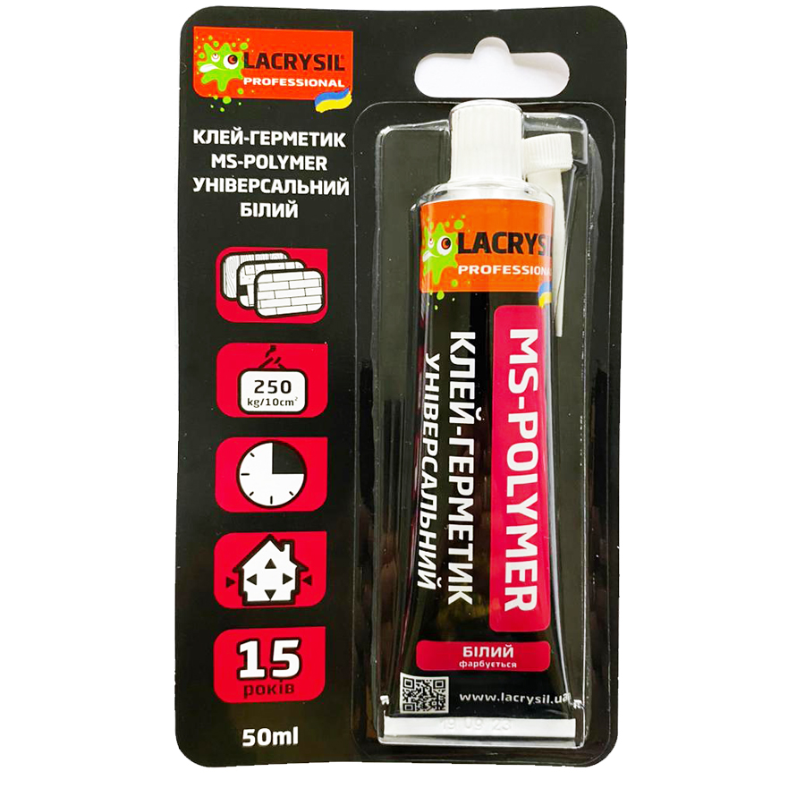 Клей-герметик Lacrysil на основе МС-полимеров 85 г белый