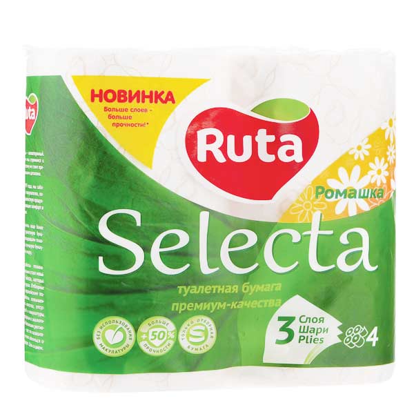 Туалетная бумага Ruta ромашка трехслойная 8 шт.
