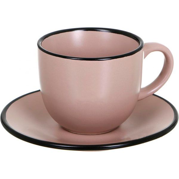 Чашка керамическая Happy Go Matte с блюдцем бежевая 240 мл