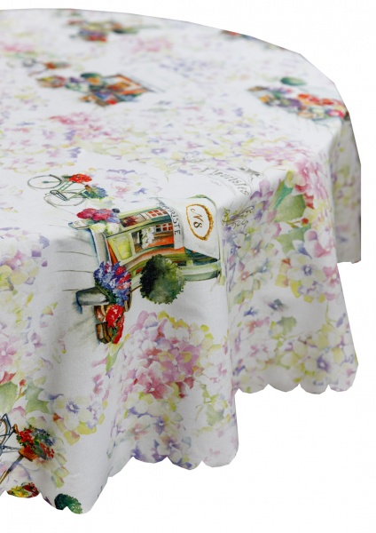 Скатерть водонепроницаемая Simfoni Кружева на розовом d136 136x136 см Прованс 