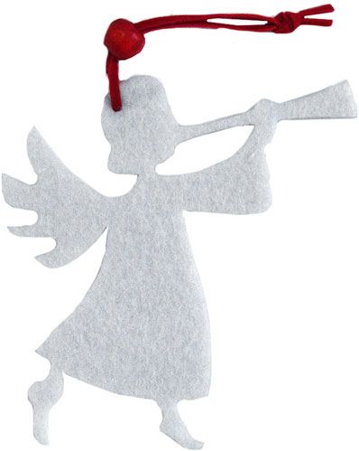 Подвеска фетровая Ангел-трубач белый 10 см 