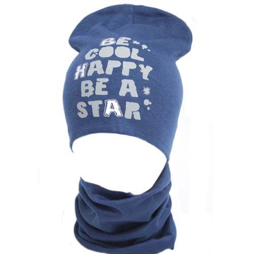 Комплект шапка + снуд для хлопчика Kraft+ 330-Т р.52-54 синій 