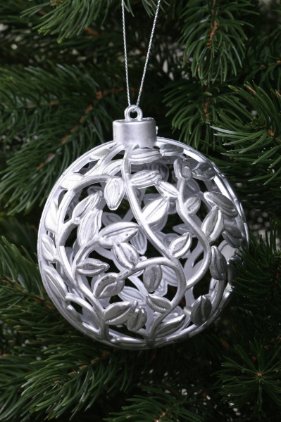 Декоративна підвіска Куля 10x12 см срібло NY21049