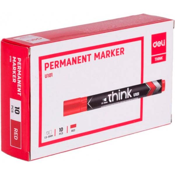 Маркер перманентный Deli 1-5 мм EU10140 красный