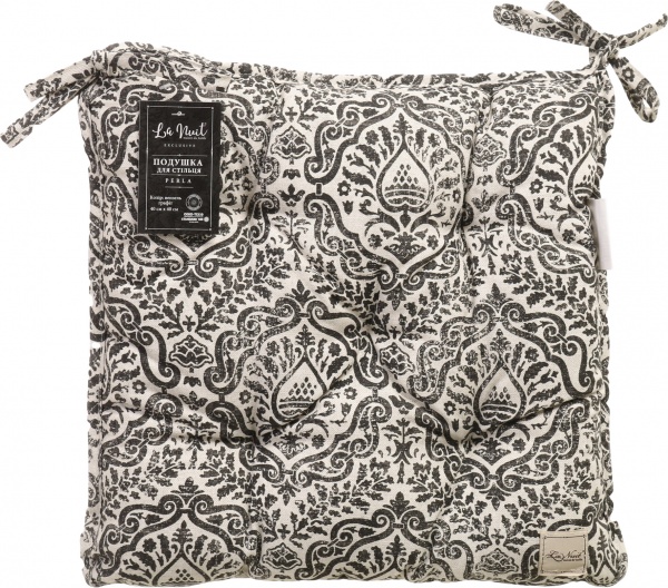 Подушка на стул PERLA Вензель графит 40x40 см La Nuit