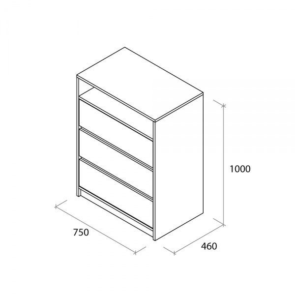 Комод Aqua Rodos Loft 3ш серый/белый АР000032649