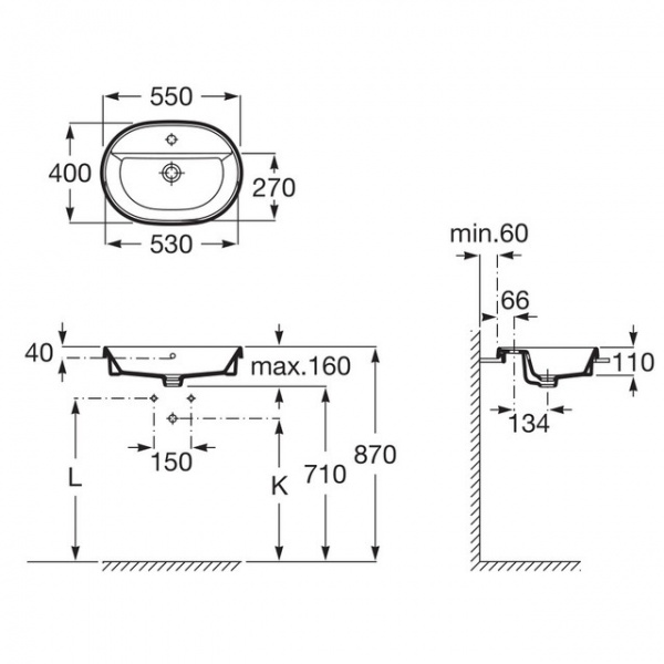 Умывальник Roca GAP A3270Y6000