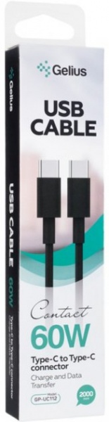 Кабель Gelius Contact GP-UC111 60W Type-C/Type-C 2 м чорний 