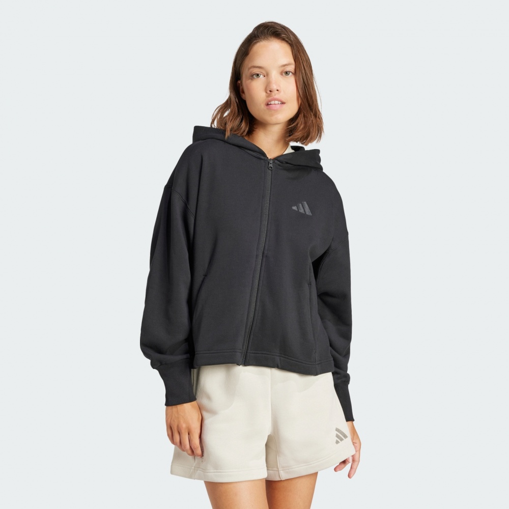 Джемпер Adidas ALL SZN French Terry Loose Full-Zip Hoodie BLACK JJ1251 р.XS черный