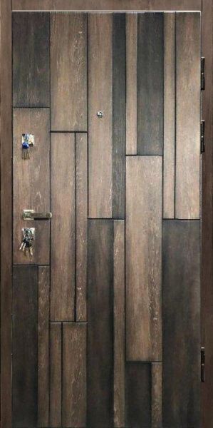 Дверь входная Мавіс корица + 3Д Н-06 дуб шале / черная патина 2030x960мм правая