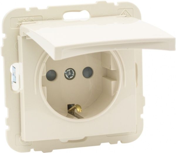 Розетка із заземленням Efapel Logus 2P+Z 16 А 250 В без шторок з кришкою слонова кістка