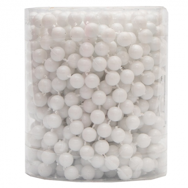 Бусы для елки Девилон 250515 6мм 6 м белый