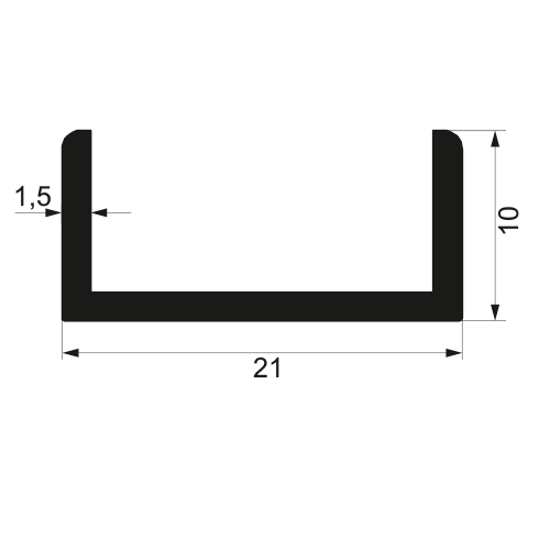 Профиль Кромочный П-образный 21х10х1.5 / AS 3,0 м алюминий/серебро