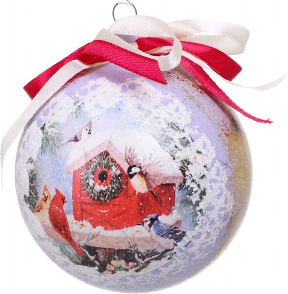 Шар новогодний Декупаж d 80 мм в ассортименте