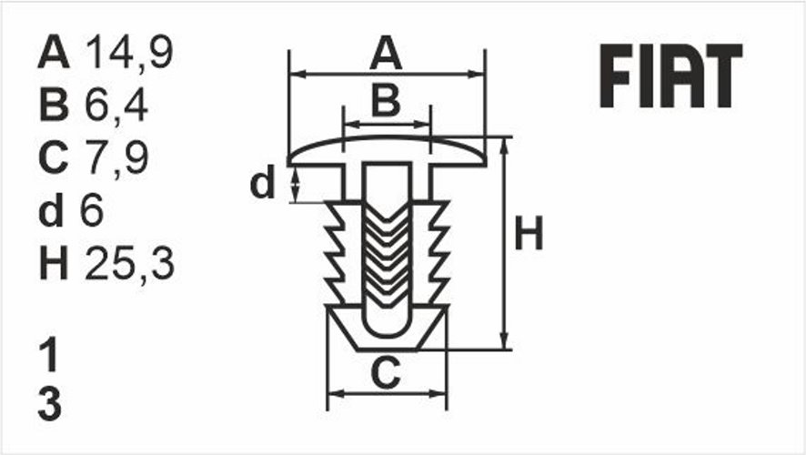 Клипса нажимная наружная (обшивка) Romix (10074)