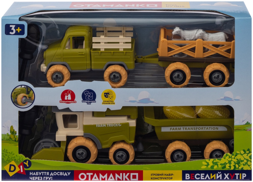 Игровой набор OTAMANKO Веселый хутор (комбайн с прицепом, грузовик с прицепом и овцы) 532.01.67