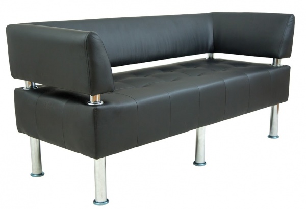 Диван офісний Richman Флай 2230 подвійний зі спинкою та підлокітниками чорний 1550x650x750 мм