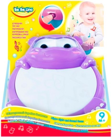 Игрушка музыкальная Bebelino светомузыкальный барабан Бегемотик 58156