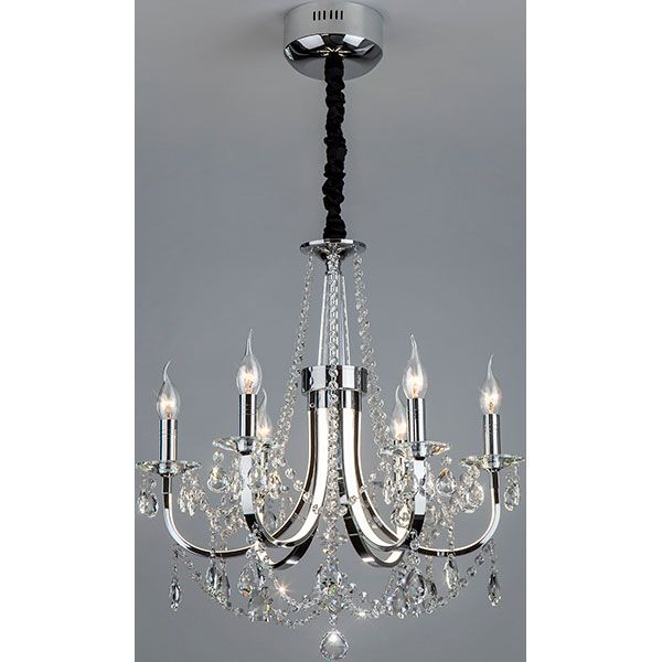 Люстра підвісна Strotskis Tefia пульт ДК LED 27 Вт 6x60 Вт E14 хром 423/6 