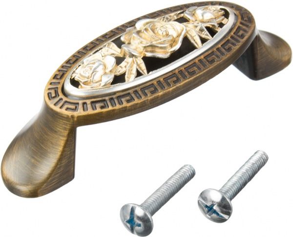 Меблева ручка DR 65 G4А/OSB 64 мм срібло з позолотою/стара бронза DC