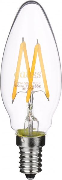 Лампа светодиодная Gauss Black Filament 2 шт./уп. C37 5 Вт E14 2700 К 220 В прозрачная 103801105P 
