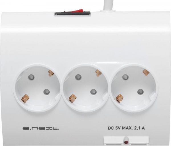 Удлинитель E.NEXT e.es.5.1.5.2.usb без заземления 5 гн. белый 1,5 м s042301 