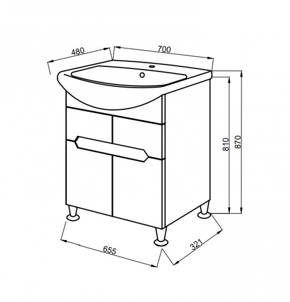 Тумба підлогова Damixa з раковиною 70 см M43-FSX0701-WCC0702WG38 Palace Evo 2