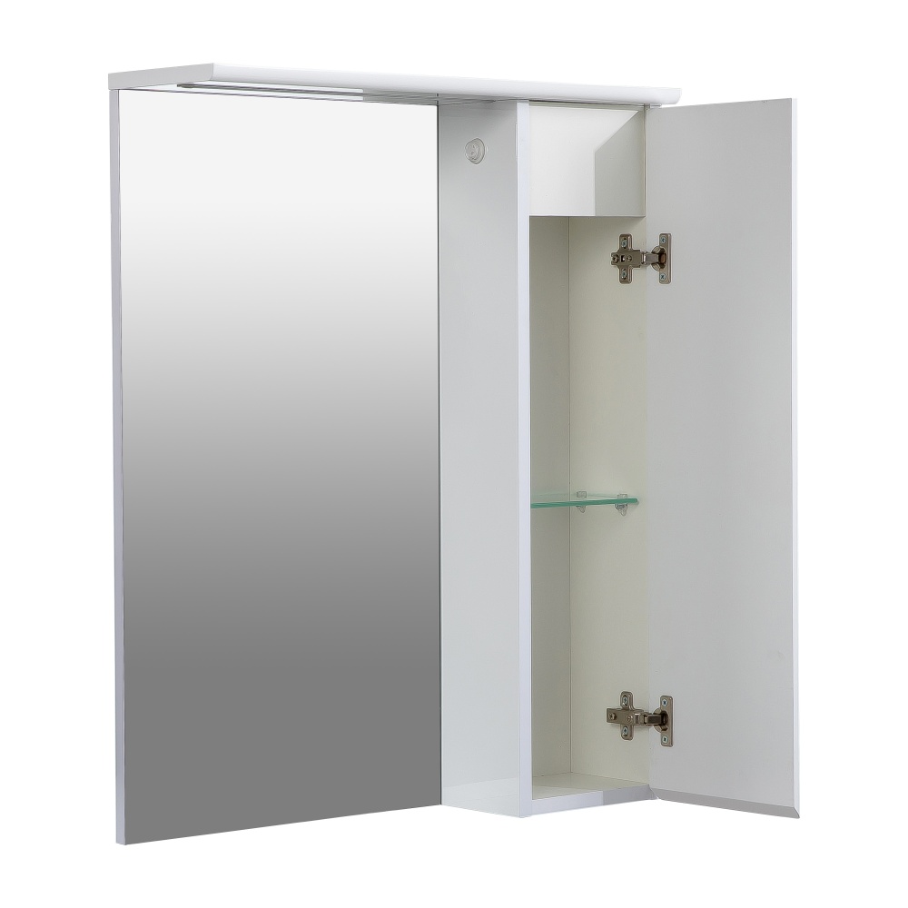 Зеркало Aqua Rodos LEO 60 (белый глянец) с подсветкой и пеналом справа