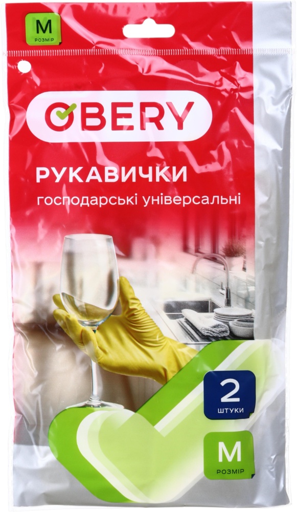 Перчатки латексные OBERY латексные стандартные р.M 2 пар/уп.