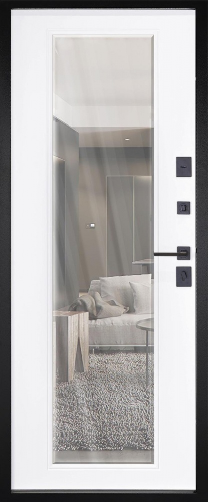 Дверь входная Abwehr КС (562+544) 086L (АСФ)+(СМБ) зеркало асфальт / белый супермат 2050х860 мм левая