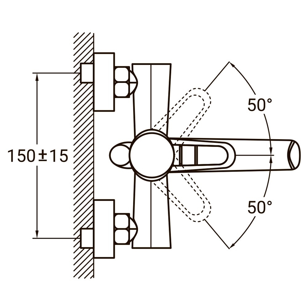 Змішувач для ванни Aquatica HK 35 мм гусак прямий 150 мм дивертор вбудований картриджний (9732210)