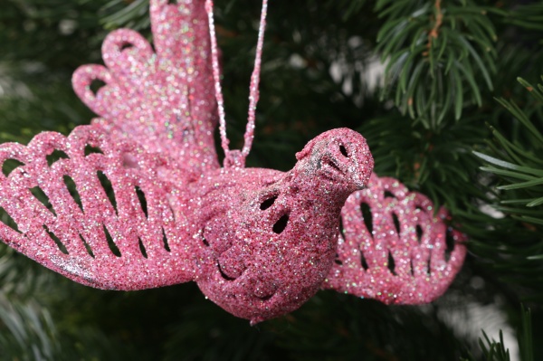 Декоративна підвіска Пташка 11,5 см HFK886P рожевий