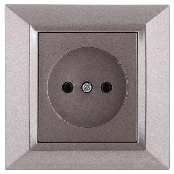 Розетка без заземления UP! (Underprice) Vesta серый металлик