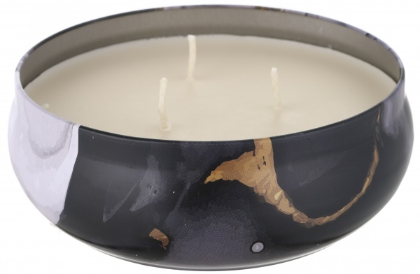 Свеча в металлической банке Марбл черная 13,4x5 см