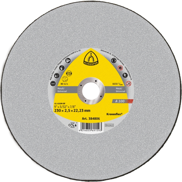 Круг відрізний Klingspor A100 230х2,5x22,2 мм 1 шт. 384806