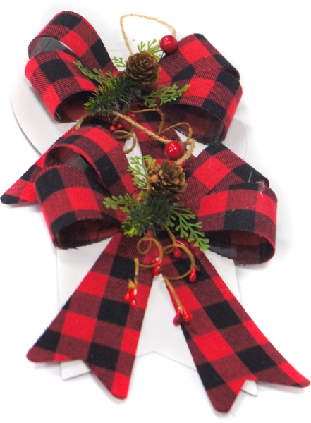 Декорація новорічна Xinchang Trust-Worthy Import & Export Co Бант з декором із гілочок поліестр 12х20 см че