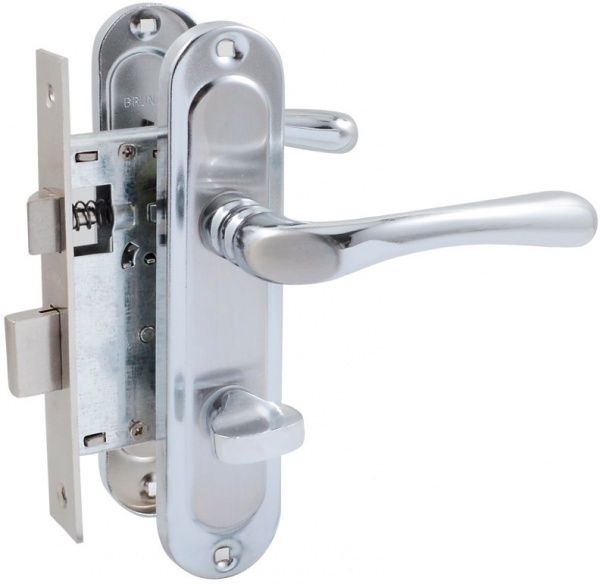 Комплект Bruno ручка на планці 910K6 + механізм 1251 BRB WC 62 мм хром / матовий нікель