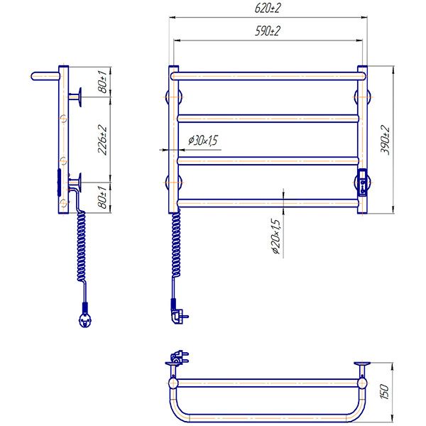 Полотенцесушитель электрический Mario Люкс Сити-І 400х630/150 електр. TR л/п
