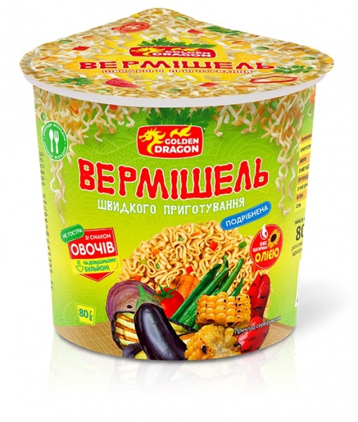 Вермішель GOLDEN DRAGON зі смаком овочів (не гостра) 80 г 