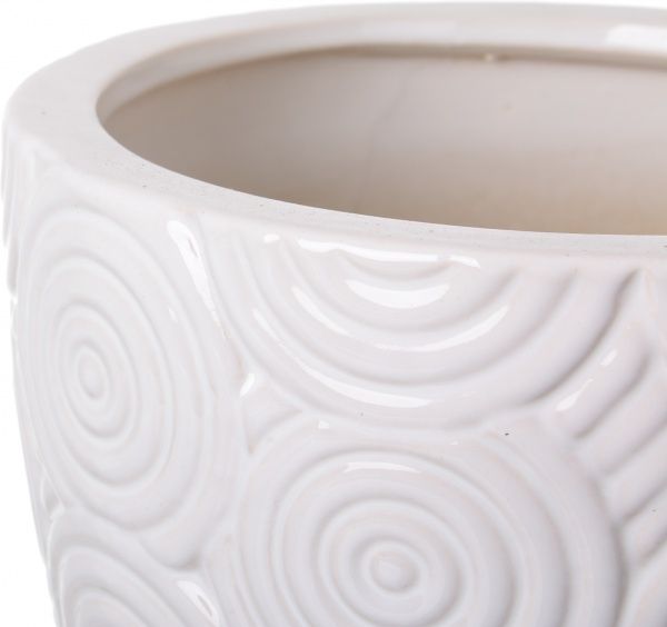 Горщик Viet Thanh Ceramic з блюдцем спіраль 29х23 см VT.10704-2 круглий білий 