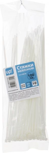 Стяжка кабельная UP! (Underprice) 3.5х200 мм 100 шт. белый 