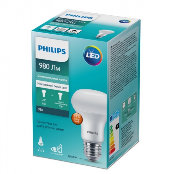 Лампа світлодіодна Philips 9 Вт R63 матова E27 220 В 4000 К 929002965987 