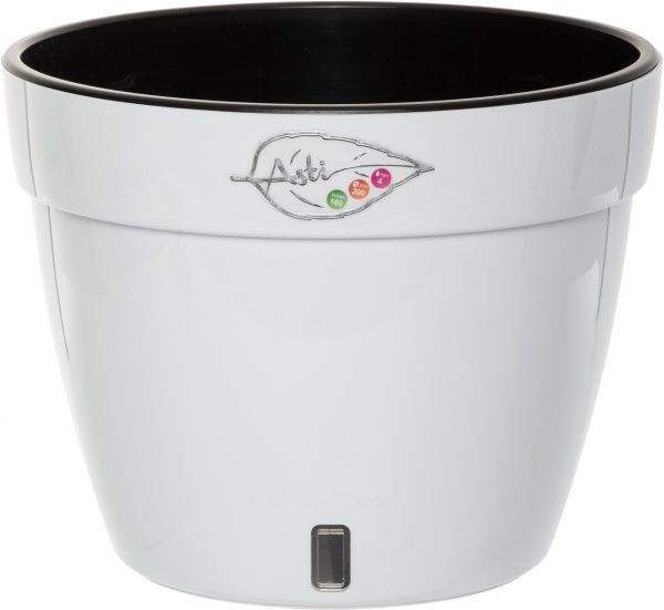 Горшок пластиковый Santino Асти круглый 4л белый/черный 