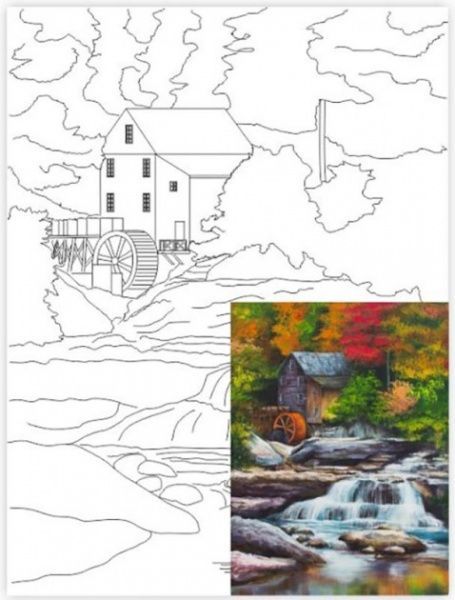 Полотно на картоні з контуром Пейзаж №26 Rosa Start 