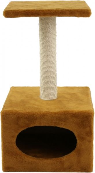 Кігтеточка Природа Д11 з будкою 36х36х65 см Коричнева/Бежева