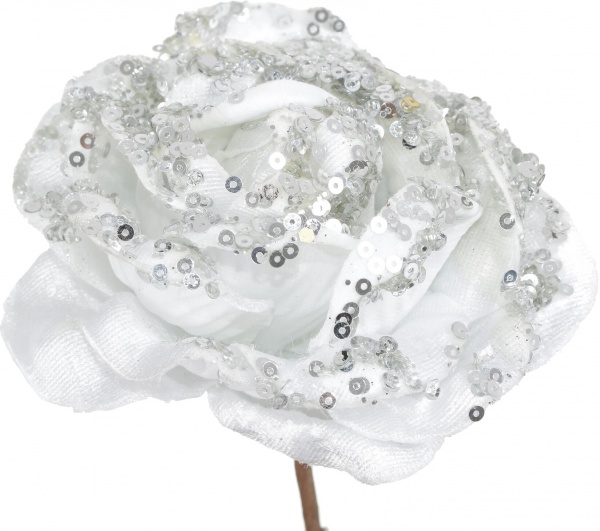 Квітка декоративна на кліпсі DH8055010 срібна 11х5х11 см