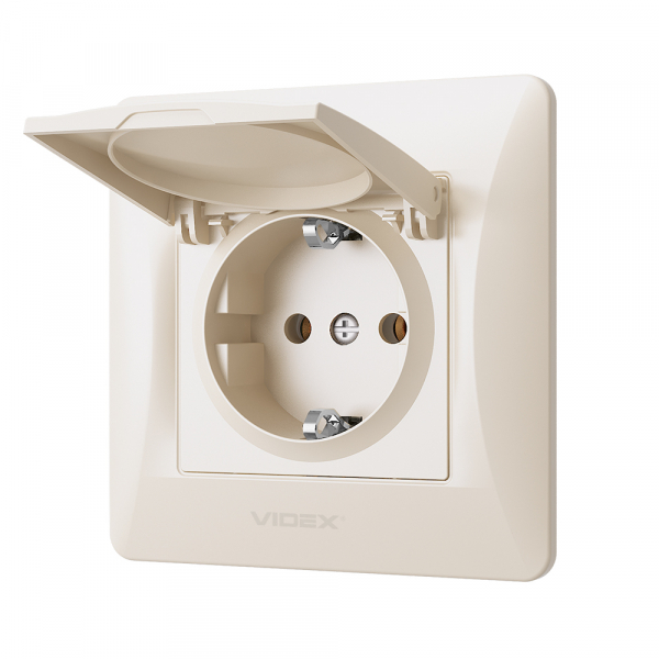 Розетка із заземленням Videx Binera IP20 кремовий VF-BNSK1GС-CR